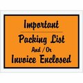 Bsc Preferred 4-1/2 x 6'' Orange ''Important Packing List And/Or Invoice Enclosed'' Envelopes, 1000PK PL4